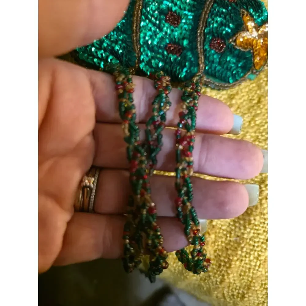 Vintage Quacker Factory Sequined Christmas Tree Crossbody Bag